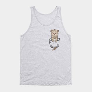 Pocket Cute Scottish Fold Tank Top